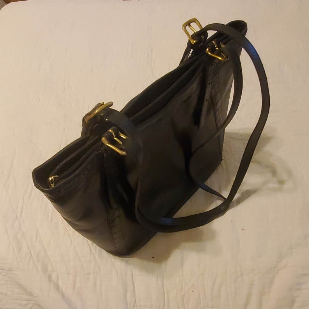 Brahmin Large Black Leather Tote Bag Purse